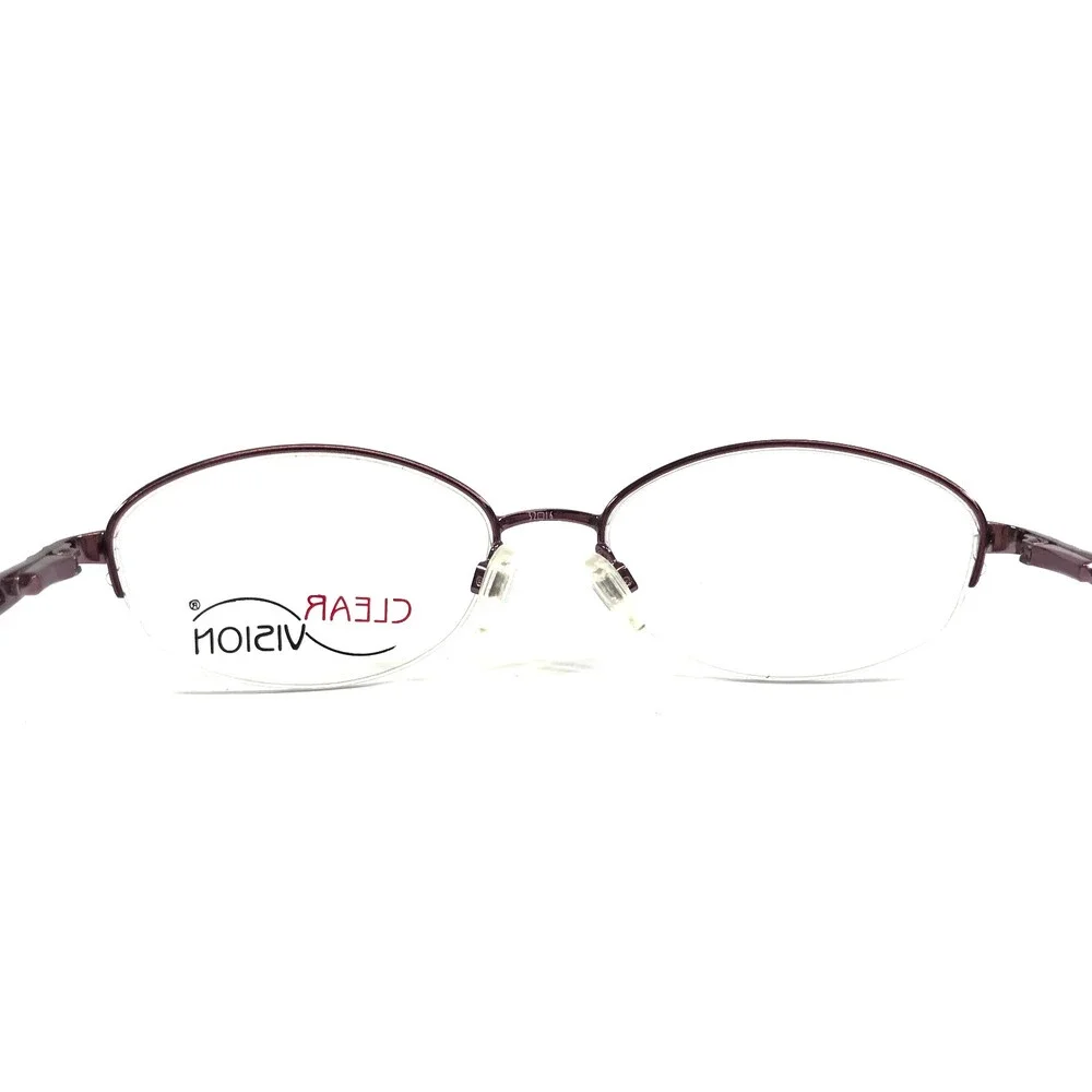 Clear Vision Eyeglasses Frames DEANNA WINE Purple Oval Half Rim 52-16-130